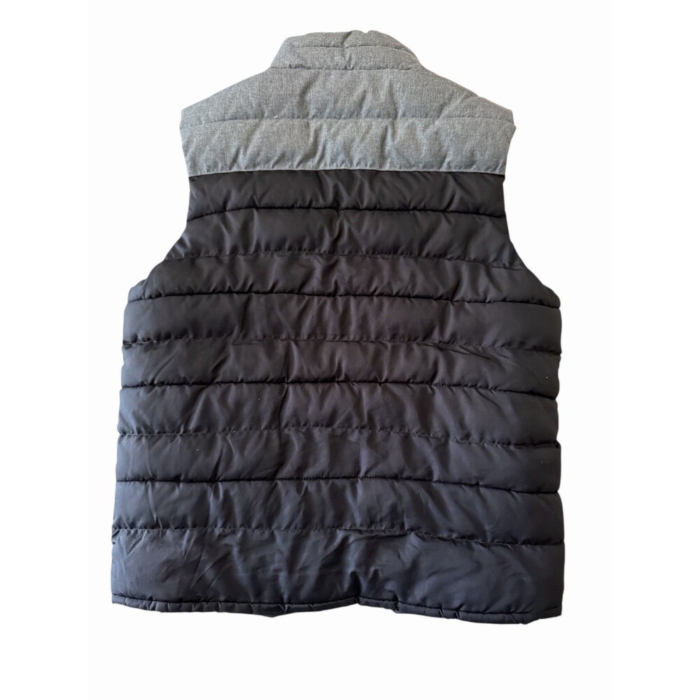 Old Navy Puffer Vest Men’s Large Black Gray Zip Up Sleeveless Jacket - Picture 4 of 8